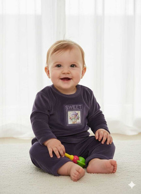 kanakya Baby Boys & Baby Girls Kung Fu Panda Casual Sweatshirt Trouser(LAVENDER)