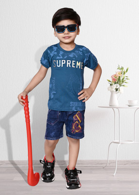 NIVARACREATION Boys Party(Festive) T-shirt Pant(Blue)