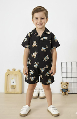 AADHYAFASHION Boys Casual Shirt Shorts(Black)