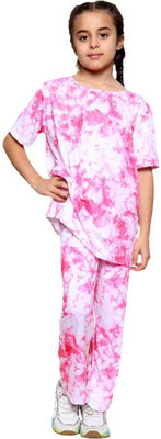 Pink Angel Boys & Girls Pluto Casual T-shirt Track Pants(Pink)