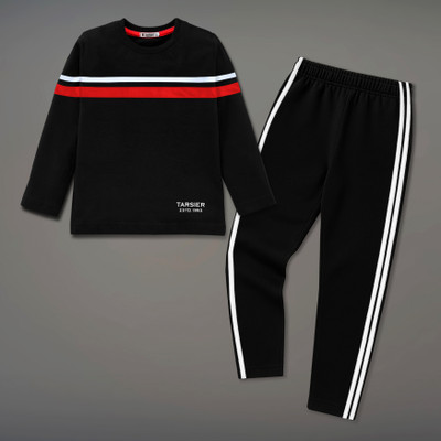 tarsier Boys Casual T-shirt Track Pants(BLACKFOLD _BK.NET PANT)