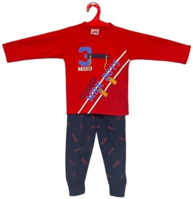 R77 Boys & Girls Casual T-shirt Track Pants(Red)