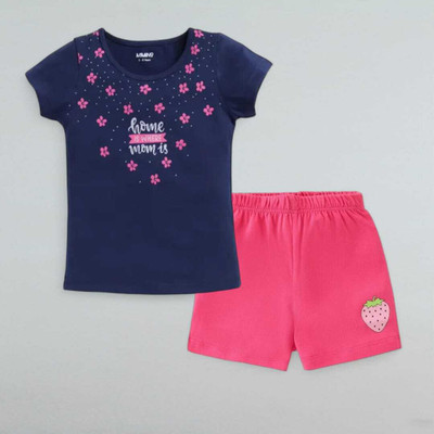 Mimmy Kids Baby Boys & Baby Girls Casual T-shirt Shorts(Navy)