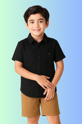 KRIYU CREATION Boys Casual Shirt Shorts(BLACK, KHAKHI)
