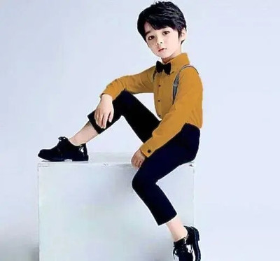 HV CREATION COLLECTION Boys Party(Festive) Shirt Pant(MUSTARD)