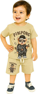 MiniMighty Baby Boys Casual T-shirt Shorts(Olive green)