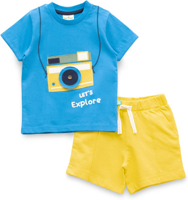 JusCubs Boys Casual T-shirt Shorts(Blue)