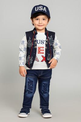 Flipkids Baby Boys Casual T-shirt Jacket, Jeans(NAVY BLUE)