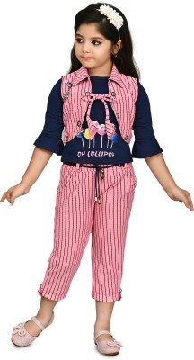 FMSE Girls Party(Festive) Jacket Pant, Top(Pink)
