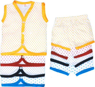 HouseOfCommon Baby Boys & Baby Girls Casual T-shirt Shorts(White)