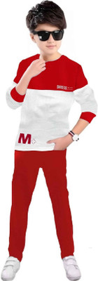 SIXER Boys Casual T-shirt Track Pants(RED, WHITE)
