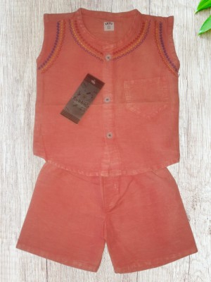 R Dresses Boys & Girls Casual Shirt Shorts(Orange)