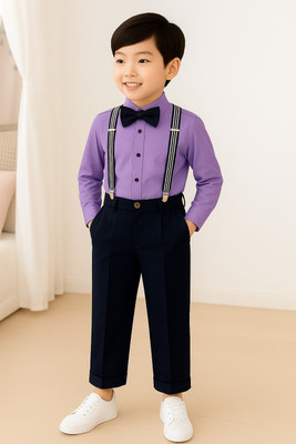Bleckz Someck Boys Party(Festive) Shirt Pant(Purple)