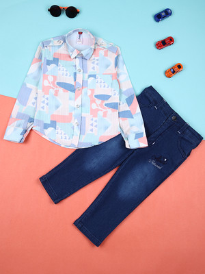 V-MART Boys Casual Shirt Pant(Fawn)