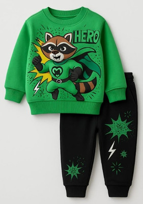 GCYX Boys & Girls Casual T-shirt Track Pants(Green)