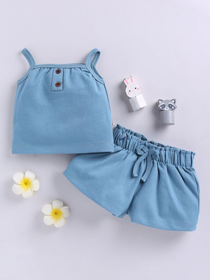 YK X Tinyo Girls Casual Top Shorts(Blue)