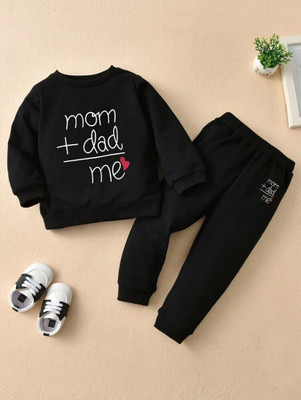 MUCARE Baby Boys & Baby Girls Casual T-shirt Trouser, Track Pants(Black)