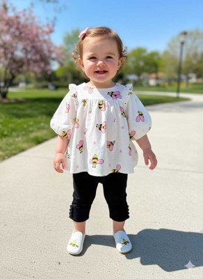 Silakaari Baby Girls Casual Top Legging(Yellow-Black)