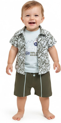 Neo Nate Baby Boys Casual Shirt T-shirt, Pant(E. Green)