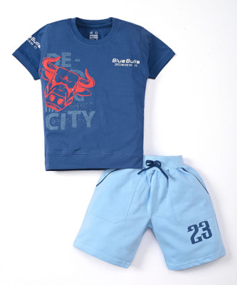 Wonder Klothes Boys Casual T-shirt Shorts(Blue)