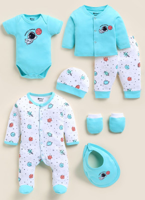 MOONKIDS Baby Boys & Baby Girls Casual Jumpsuit Jumpsuit(Ice Blue)