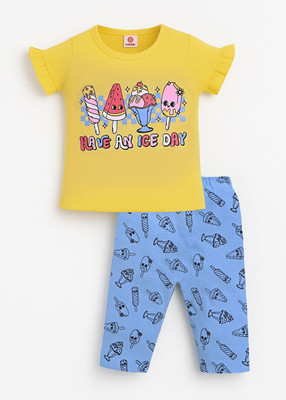 KidsCute Baby Girls Casual Top Capri(Yellow)