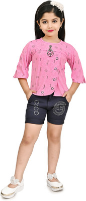 Fariha Fashions Girls Party(Festive) Top Pant(PINK)