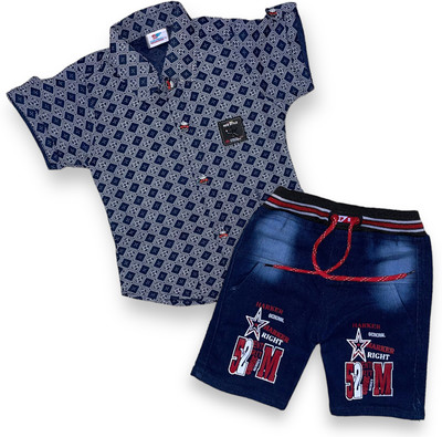 Fluemart Baby Boys Casual Shirt Jeans(Blue)