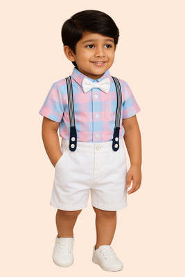KRIYU CREATION Boys Party(Festive) Shirt Shorts(PEACH)