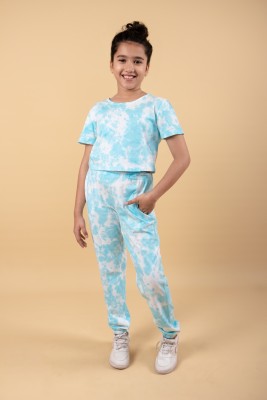 Tweeny Mini Girls Casual Track Pants Top(Tropical Blue)