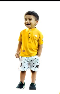 THE LALCOLLECTION KIDSWEAR Boys Party(Festive) T-shirt Shorts(YELLOW)