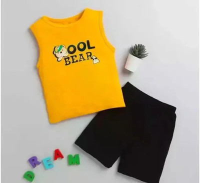 SRP COLLECTION Baby Boys & Baby Girls Casual Sweatshirt Shorts(Mustard Black)