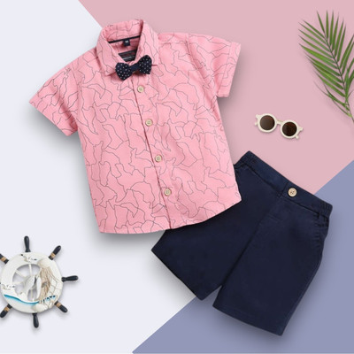 StyleDust Baby Boys & Baby Girls Casual Shirt Shorts(1004_PINK)