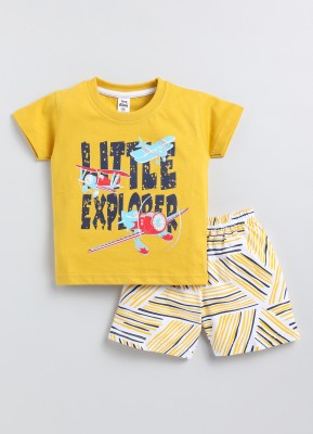TINY BINY Boys Casual T-shirt Shorts(Yellow)