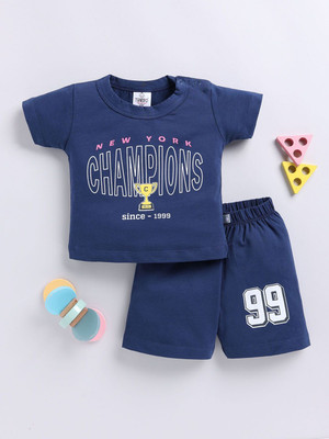 YK X Tinyo Boys & Girls Casual T-shirt Shorts(Navy Blue)