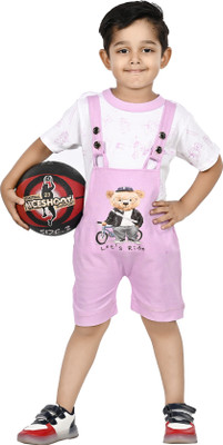 Smuktar garments Baby Boys Casual T-shirt Dungaree(PINK)