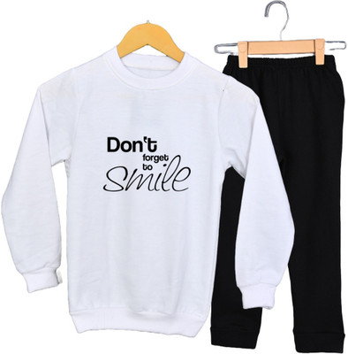 SHOTEK Boys & Girls Casual Sweatshirt Sweatpant(White)