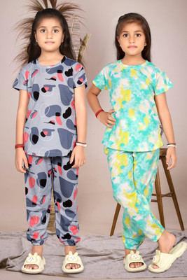 Amreliya Enterprise Girls Disney Princess Casual Top Pant(GR)