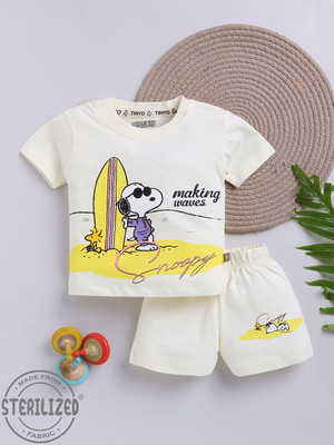 YK X Tinyo Boys & Girls Spiderman Casual T-shirt Shorts(Cream)