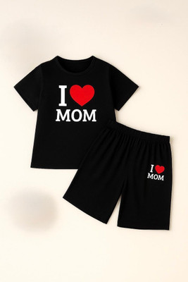 KicoCart Baby Boys & Baby Girls Casual T-shirt Shorts(Black)