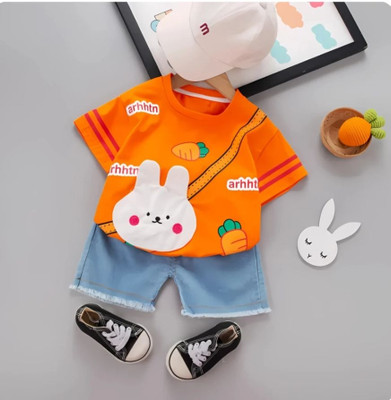 Pekham Fashion Baby Boys Casual T-shirt Shorts(Orange)