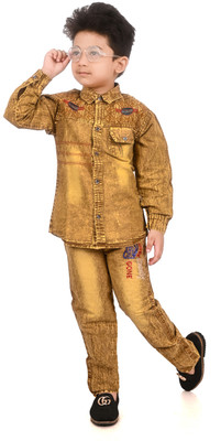 ai creation Boys Casual Shirt Jeans(Yellow)