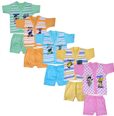 JUST TRY FASHION Baby Boys & Baby Girls Casual T-shirt Shorts(Multicolor)