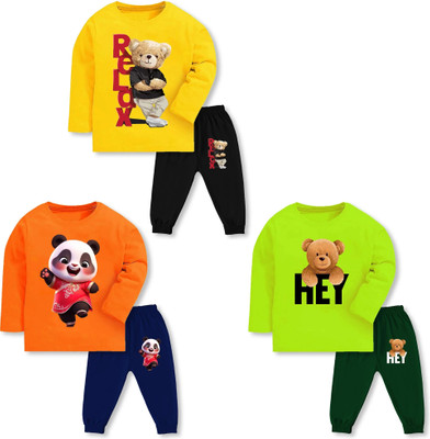 Lavi-Tavi Baby Boys & Baby Girls Casual T-shirt Pyjama(7 Combo)