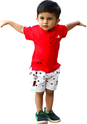 THE LALCOLLECTION KIDSWEAR Boys Casual T-shirt Shorts(Red)