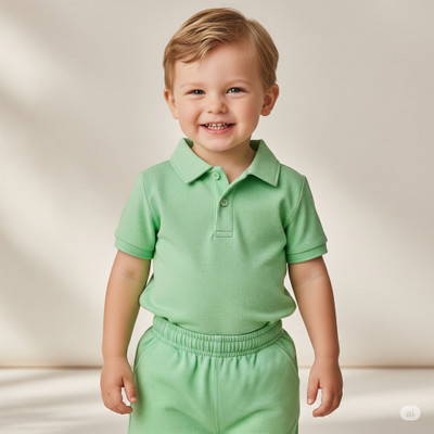 Kenvi Textile Baby Boys Casual T-shirt Shorts(Green)