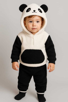 AMR FASHION Baby Boys & Baby Girls Party(Festive) Sweatshirt Sweatpant(Black-White)