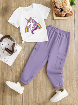 Stoky Girls Disney Princess Party(Festive) T-shirt Pant(Lavendar)