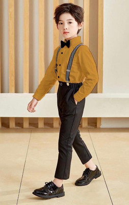 WEARBYRB Boys & Girls Casual Shirt Pant(Yellow)