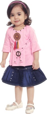 Zarine Fashion Baby Girls Party(Festive) Top Skirt(Pink)